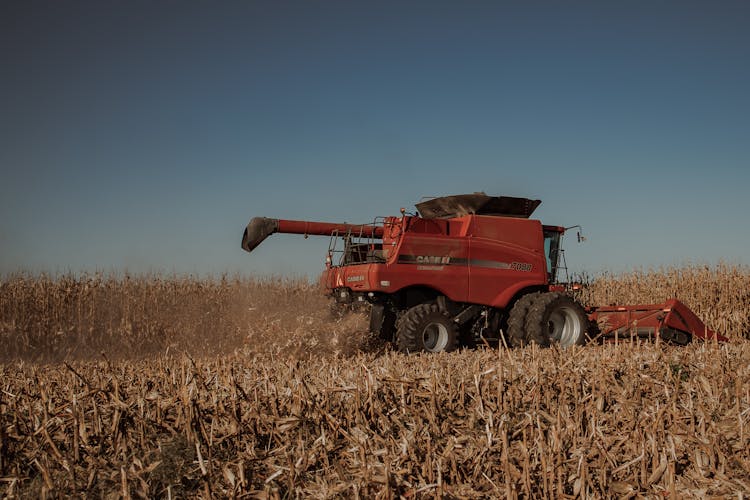 A Combine Harvester On The Farm