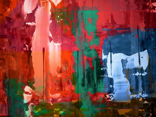 Free Colorful abstract painting with drip technique in vivid, expressive style. Stock Photo