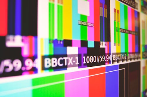 Free Flat Screen Monitor Showing Color Bars Stock Photo