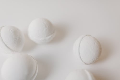 A Close-up Shot of White Bath Bombs