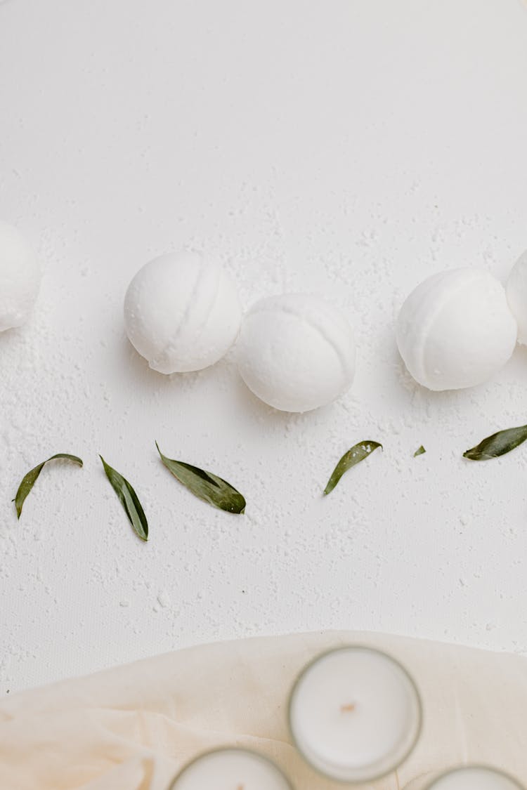 A Flatlay Of Bath Bombs And Bath Salt