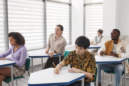 Free Students Sitting in the Room Stock Photo
