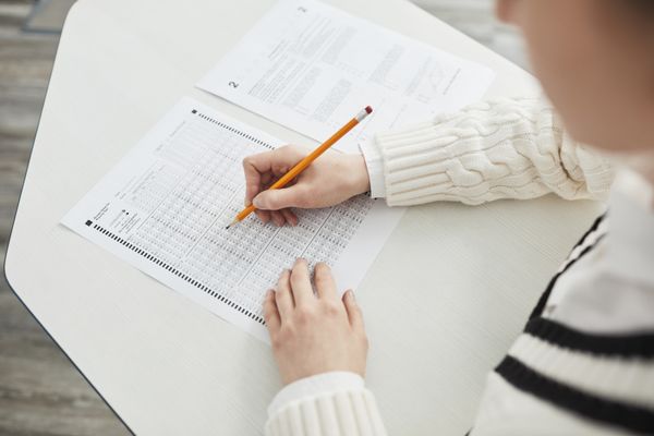 Nursing student taking a practice test