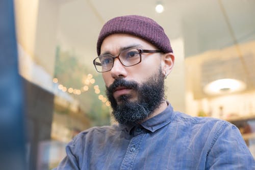 Portrait of a Man with a Beard Wearing Eyeglasses