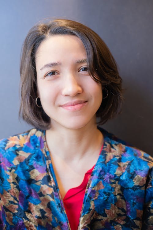 Woman with Short Hair Smiling