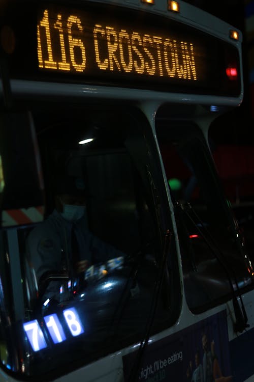 Free stock photo of bus driver, city at night, city bus