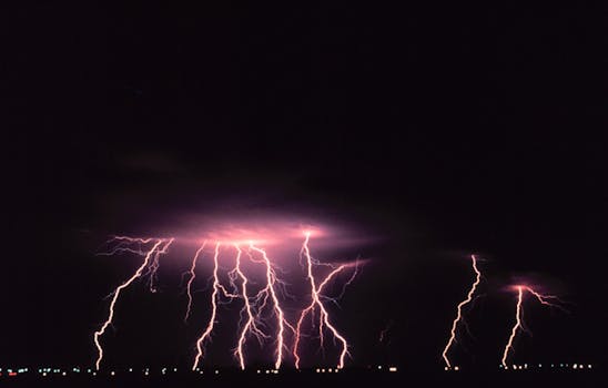 Purple Thunder Storm during Nighttime