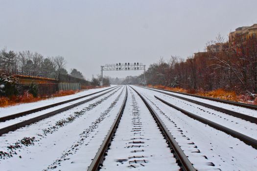 Railway Covered with Snow