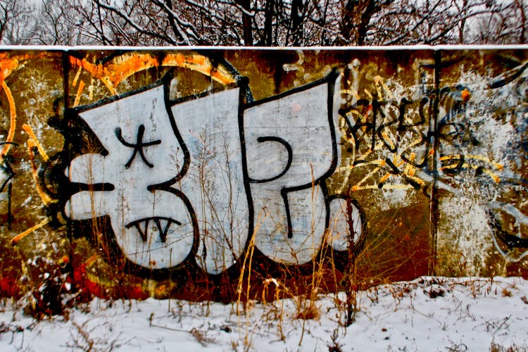 Graffiti On Wall On Winter Day