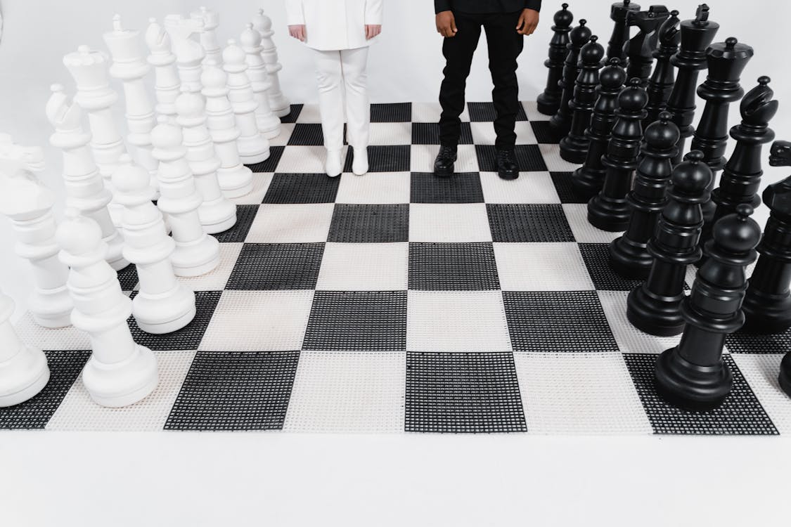 Foto d'estoc gratuïta de blanc i negre, cames, escacs