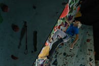 A Man Doing Bouldering