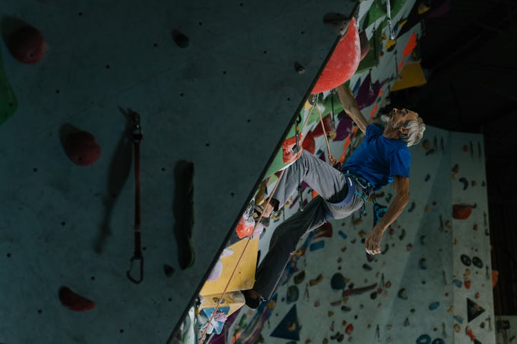 A Man Doing Bouldering