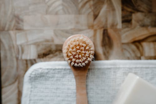 Wooden Bath Body Brush Close-Up Photo