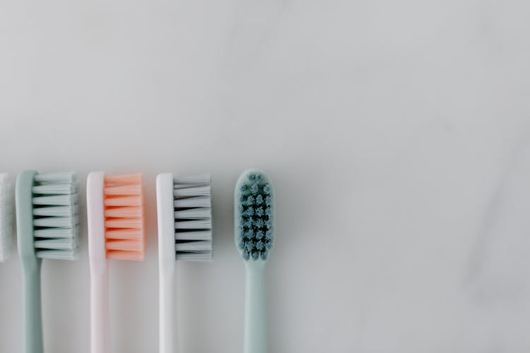 Close Up Shot Of Toothbrushes