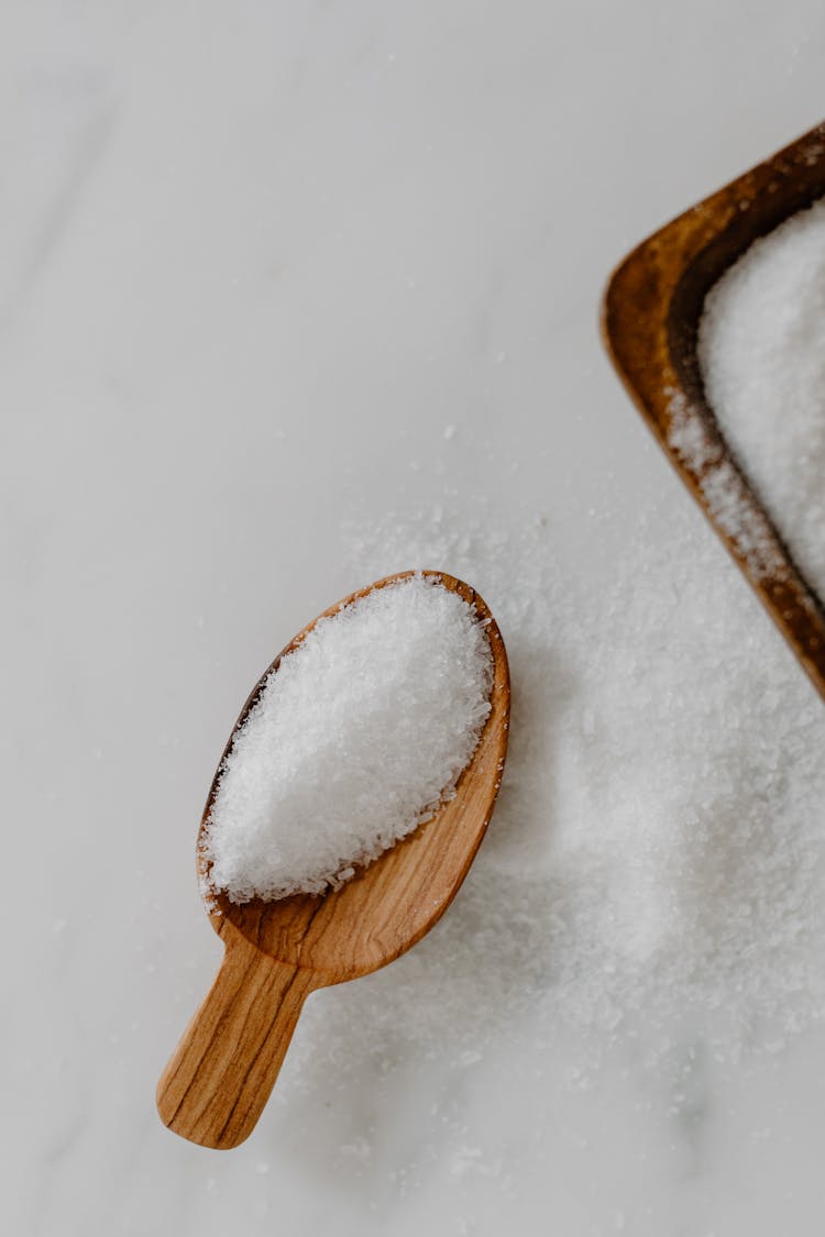 A Salt Scrub On A Wooden Spoon