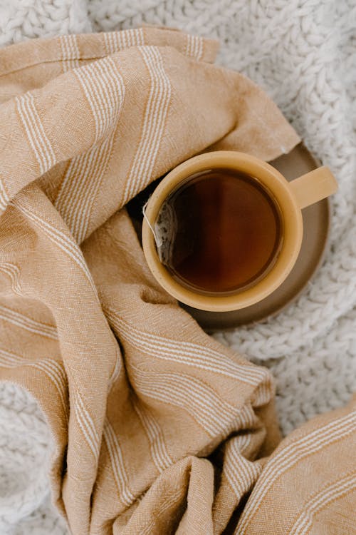 Free Top View of a Cup of Tea Stock Photo