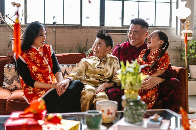 Family Wearing A Traditional Clothing