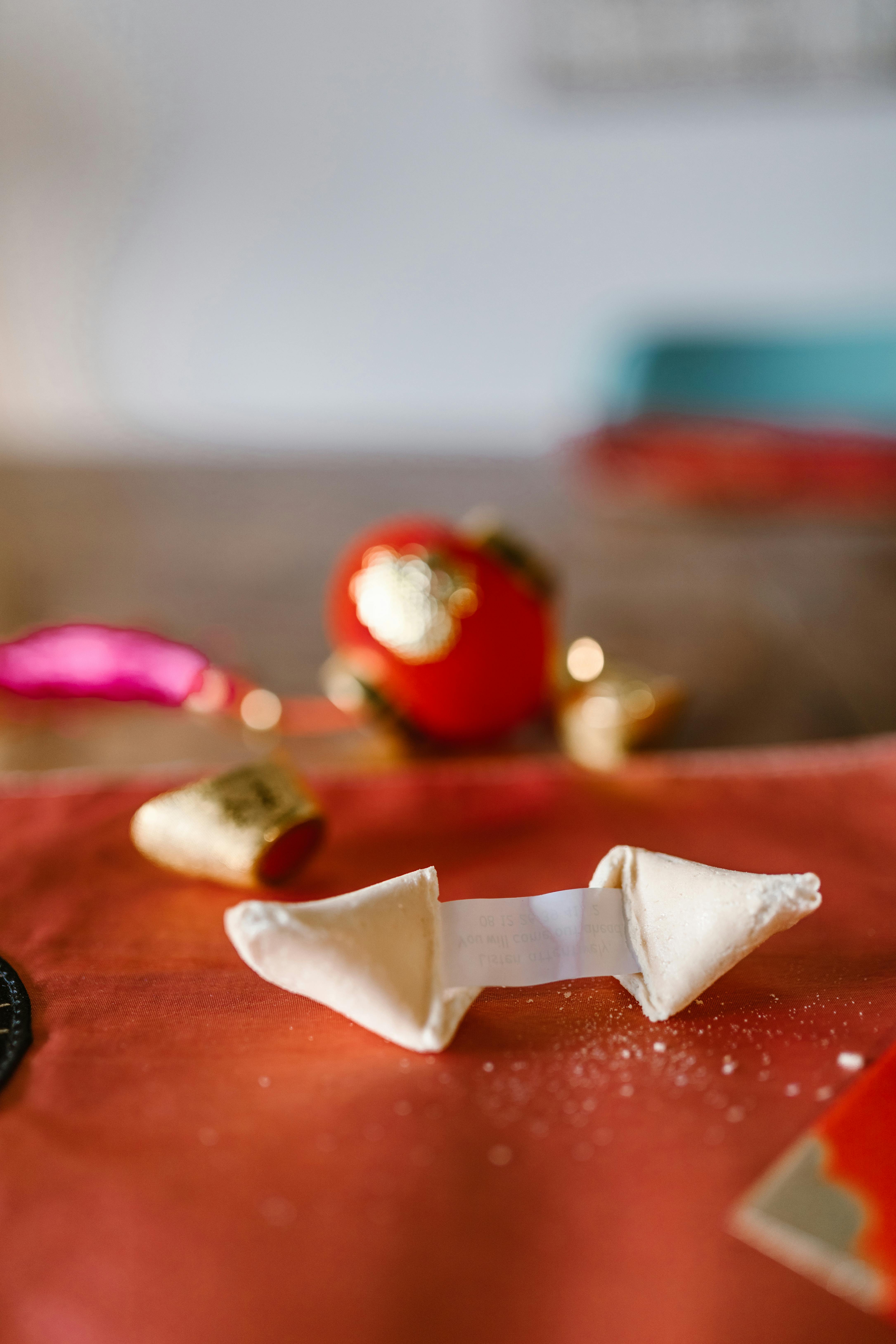 a fortune cookie with blank paper