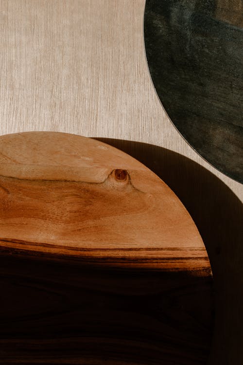 
A Close-Up Shot of a Wooden Plate