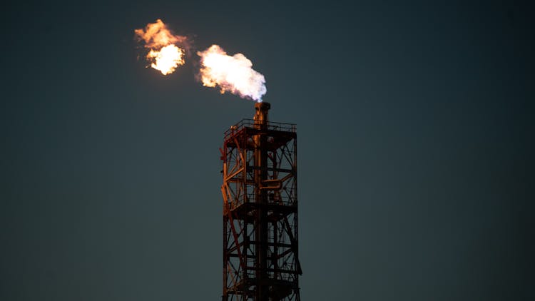 Fire Coming Out An Industrial Chimney