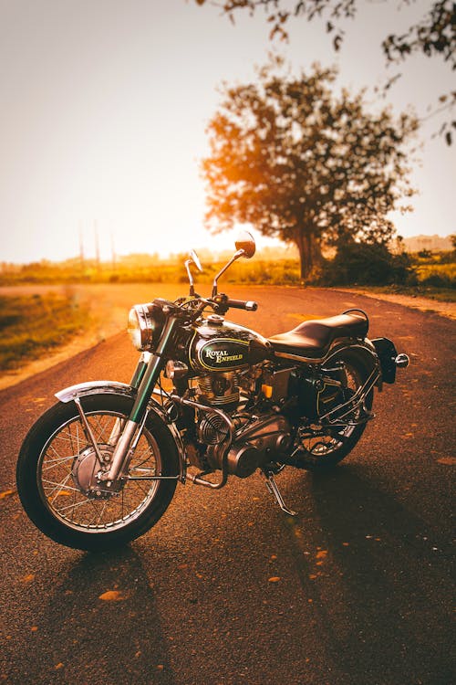 
A Parked Motorcycle during the Golden Hour