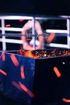Captivating image of flames and sparks against a dark background in Sundarbans, Bangladesh.
