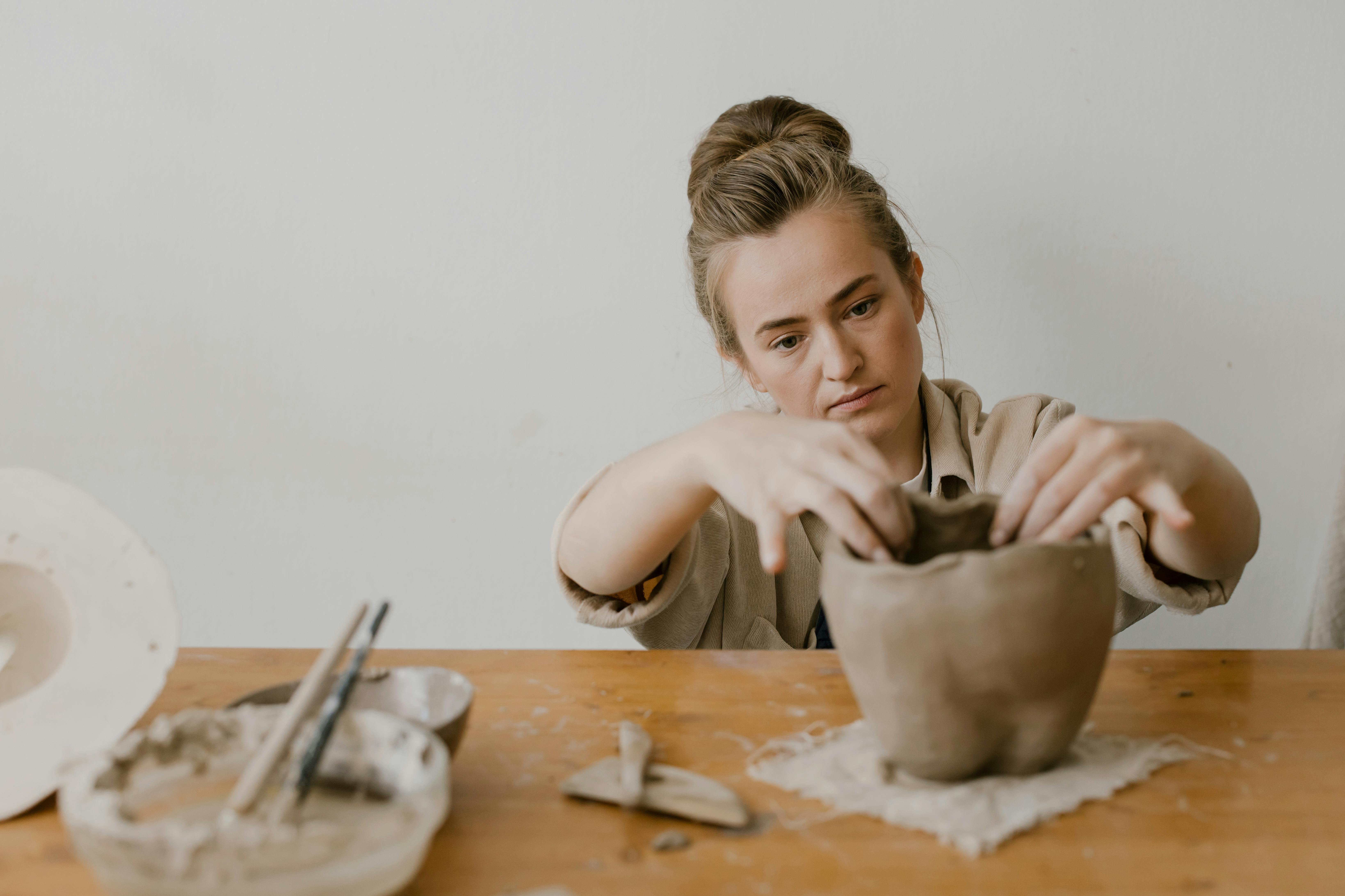 Women Hold Samples Paint Clay Products Stock Photo 2208849671