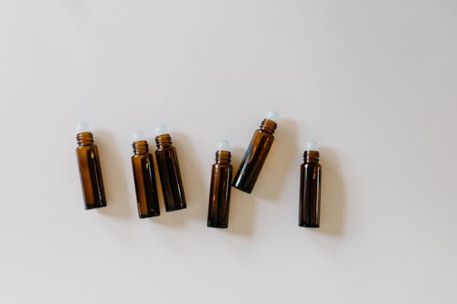 Brown Bottles on White Background