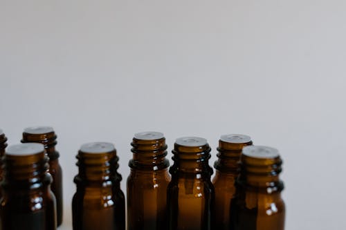 Brown Bottles in Close Up Shot