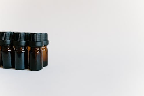 Brown Bottles on White Background