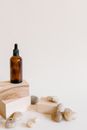 Brown Bottle on Brown Wood Block