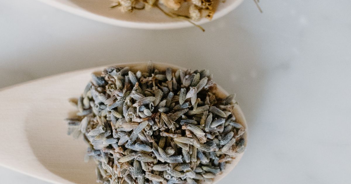 Dried roots and herbs on a surface
