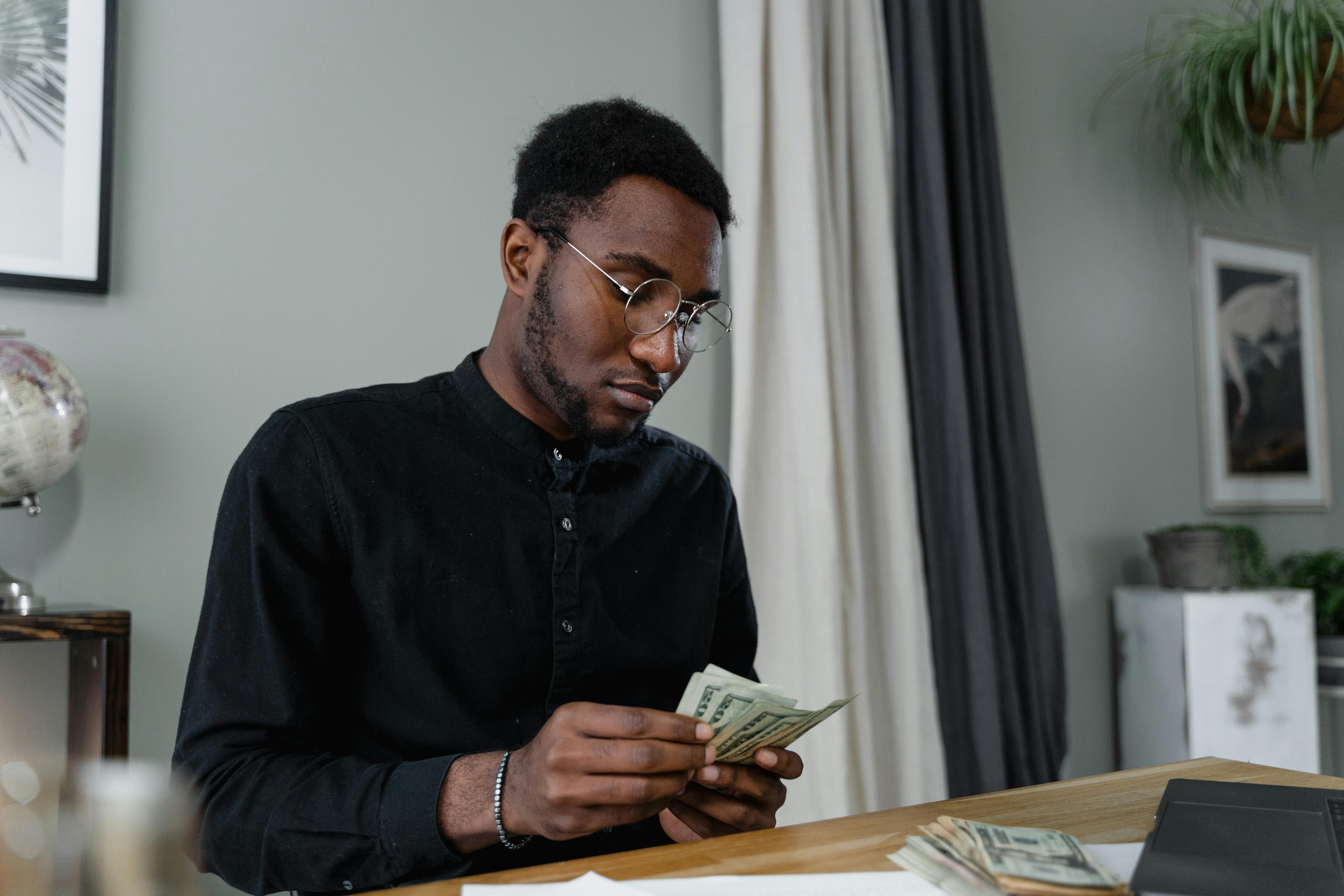 a man counting money