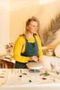 A Woman Looking afar While Working