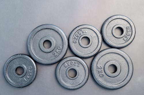 Free Six Assorted Weight Plates Stock Photo