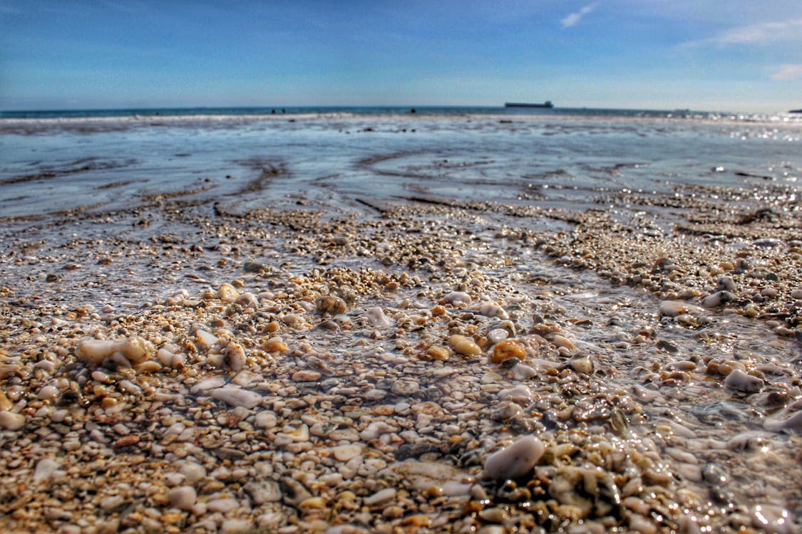 無料 日中の海岸沿いの石 写真素材