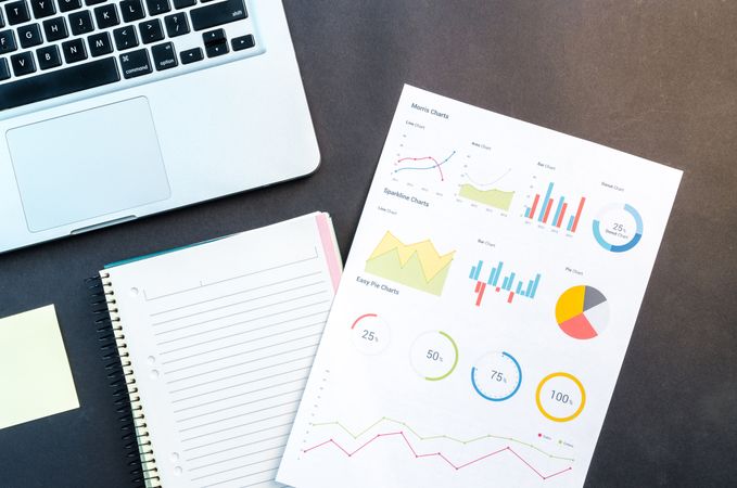 Laptop showing analytics and chart data
