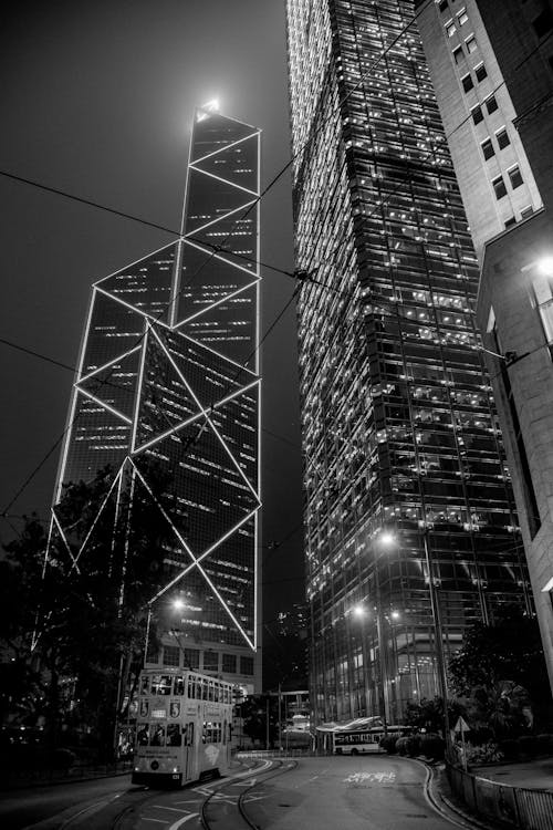 Free Grayscale Photo of High-Rise Buildings Stock Photo