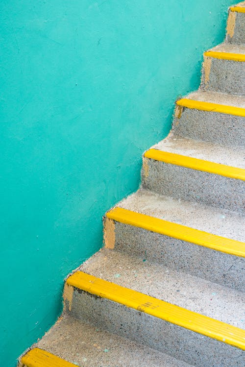 Free Yellow and Blue Concrete Staircase Stock Photo