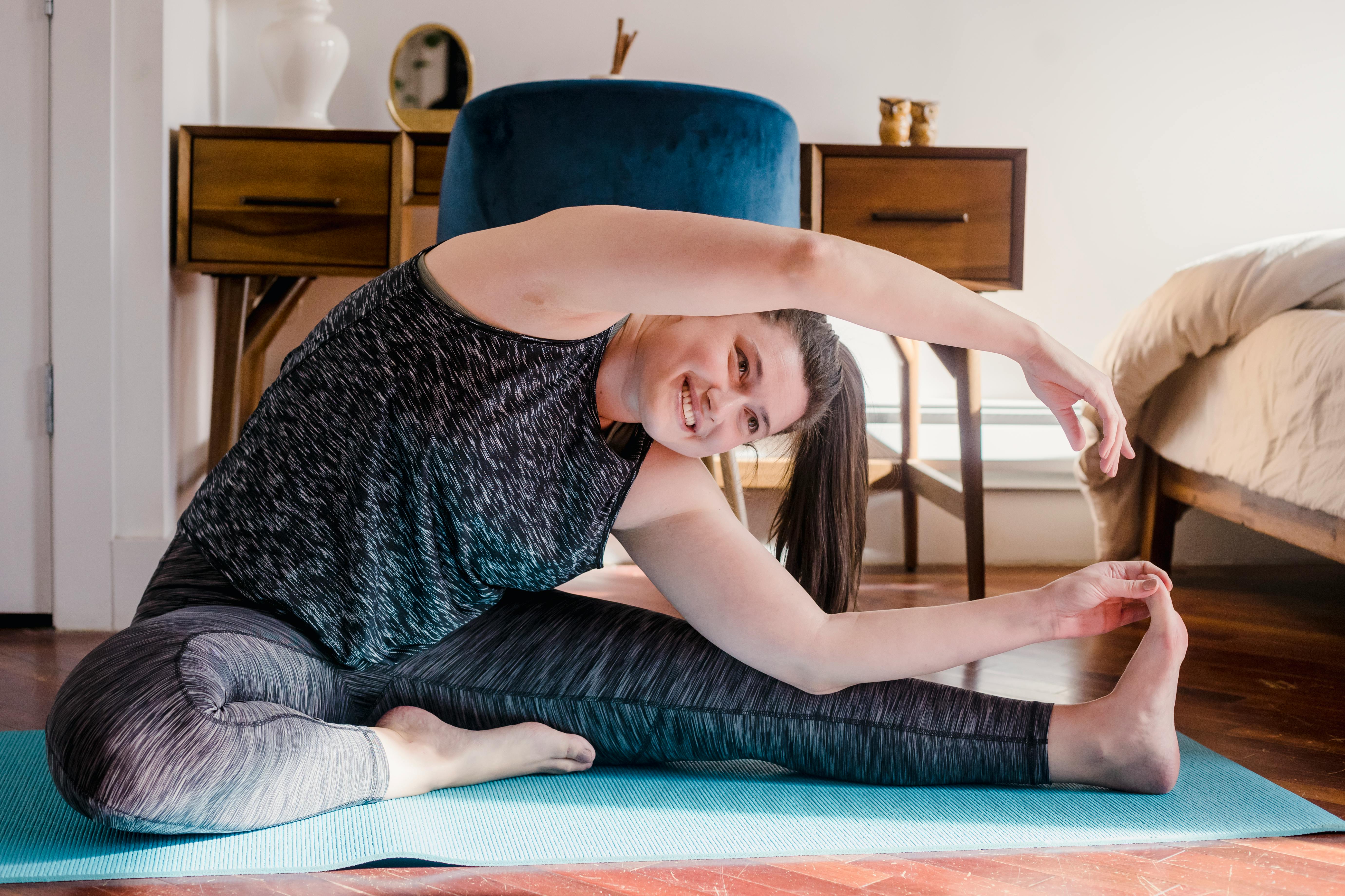 Woman Doing Online Yoga Class