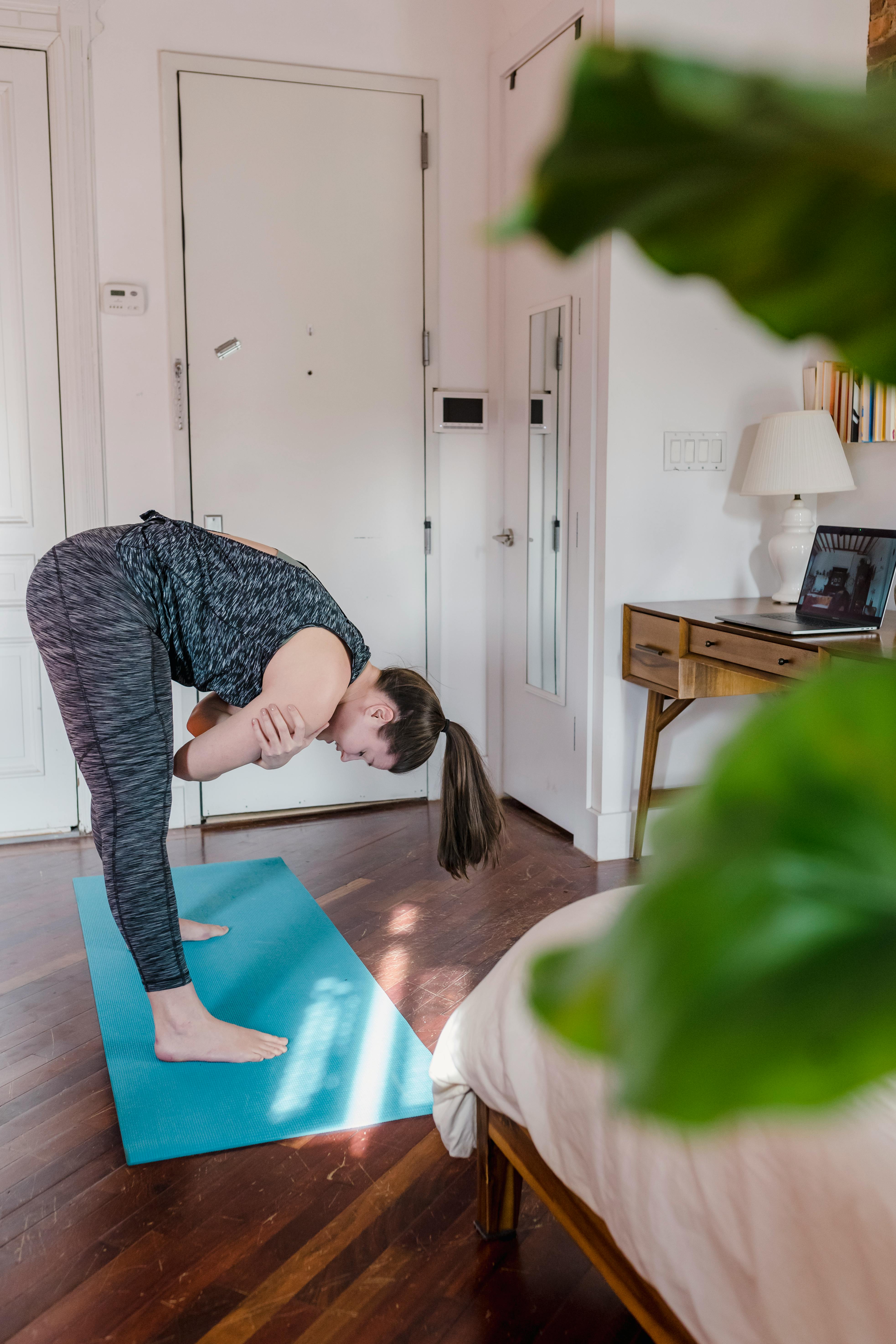 Woman Doing Online Yoga Class