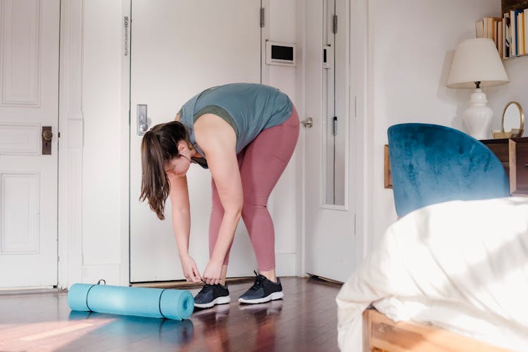 Woman Getting Ready For Her Yoga