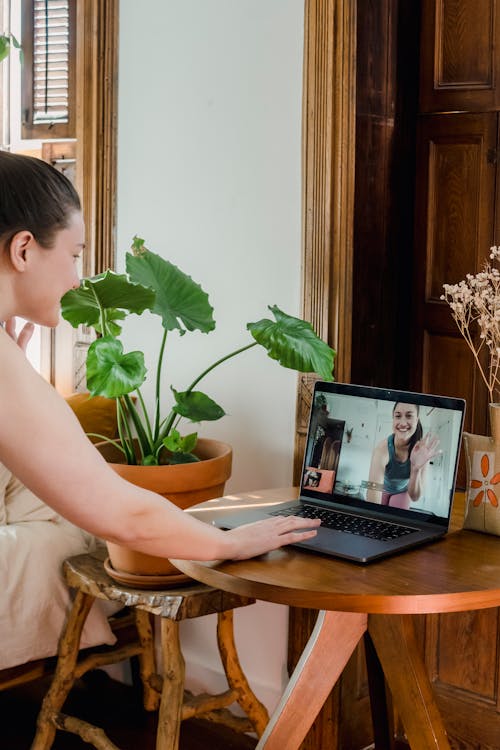 Woman Doing Online Yoga Class