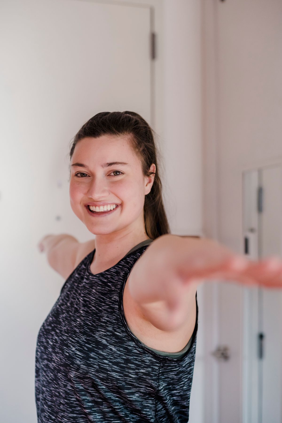 Woman exercising at home
