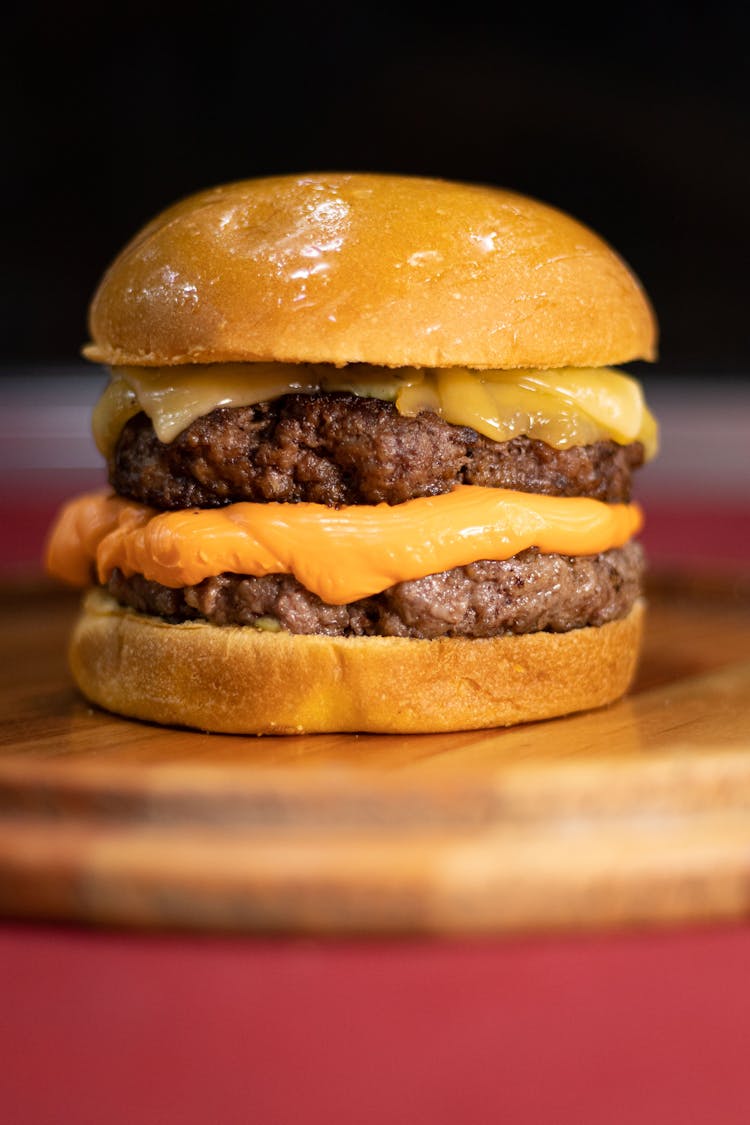 Close-up Photo Of Cheesy Burger