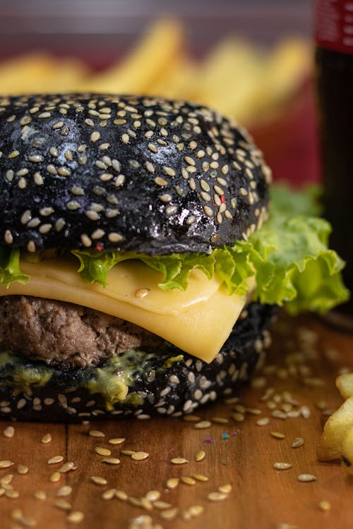Free Close-up Photo of Black Colored Burger Stock Photo