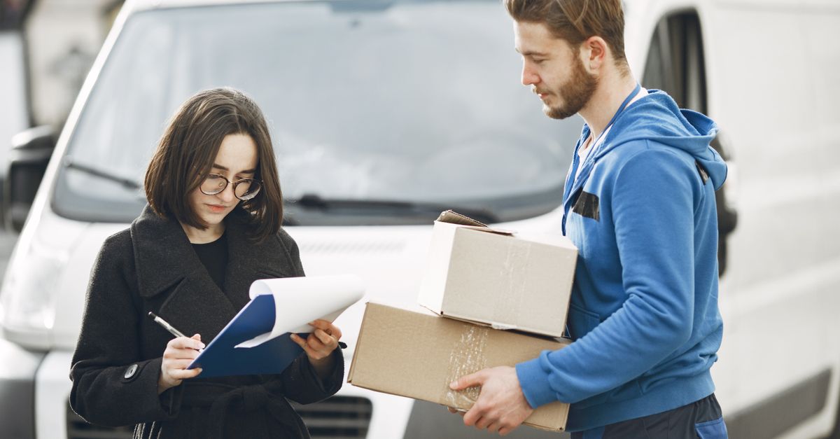 A courier delivering a package, echoing a change in the state of delivery