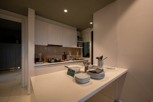 Stylish modern kitchen interior featuring white cabinetry and an uncluttered countertop.