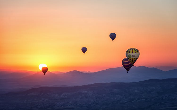 Assorted Hot Air Balloons Photo During Sunset