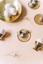 Gold and White Baubles on White Surface